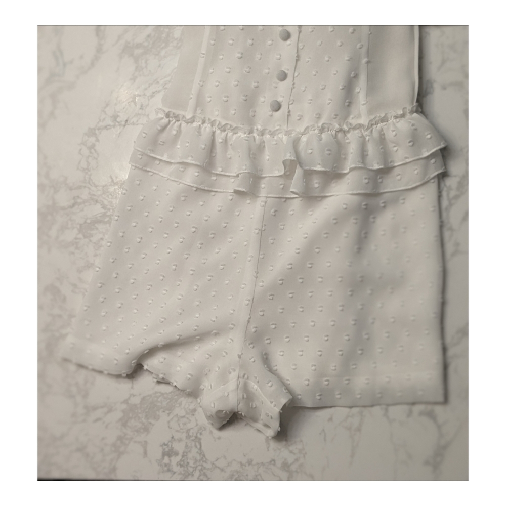 White Swiss Dot Romper - image 3
